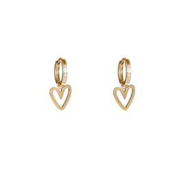 Oorbel Sparkle Heart Hoop Gold