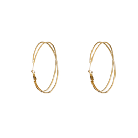 Oorbel Fine Double Hoop 60mm Gold