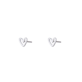 Oorbel Open Heart Stud Silver