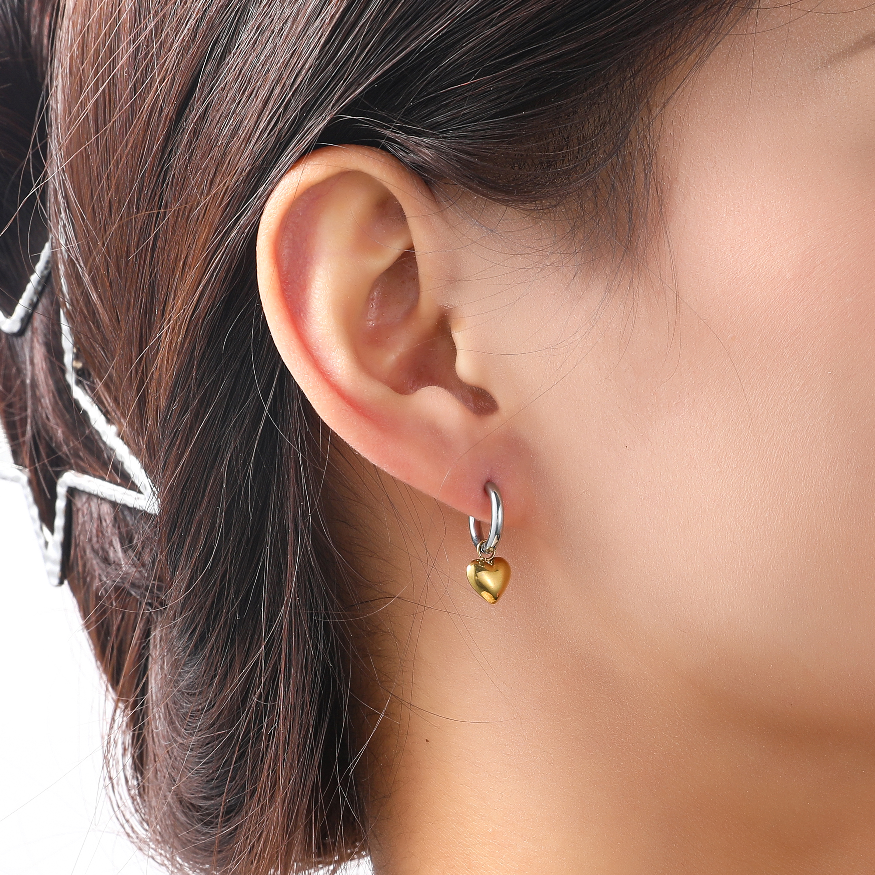 Oorbel Heart Hoop Two Tone