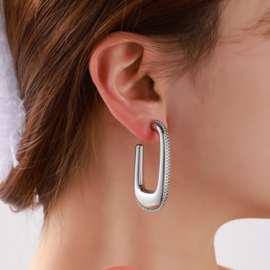 Oorbel Rectangle Hoop Silver