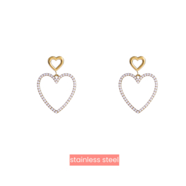 Oorbel Pearl Dots Heart Gold
