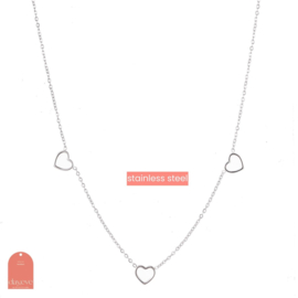 Ketting 3 Hearts Silver