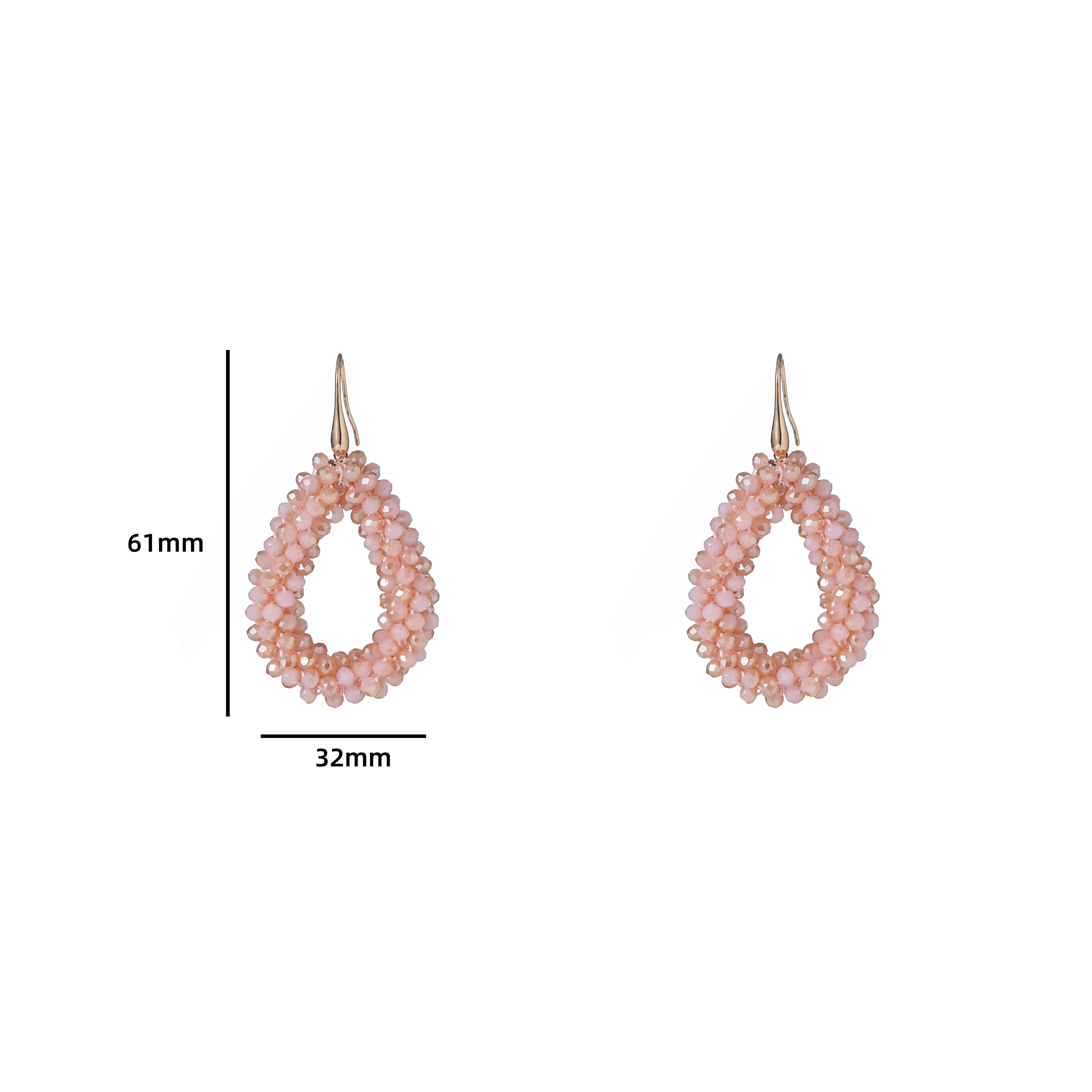 Oorbel Beads Drop Light Pink