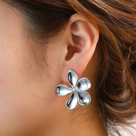 Oorbel Flower Stud Silver