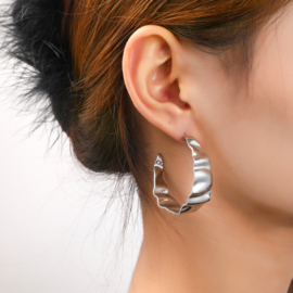 Oorbel Crinkle Hoop Silver