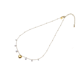 Ketting Pearls + Hearts Gold