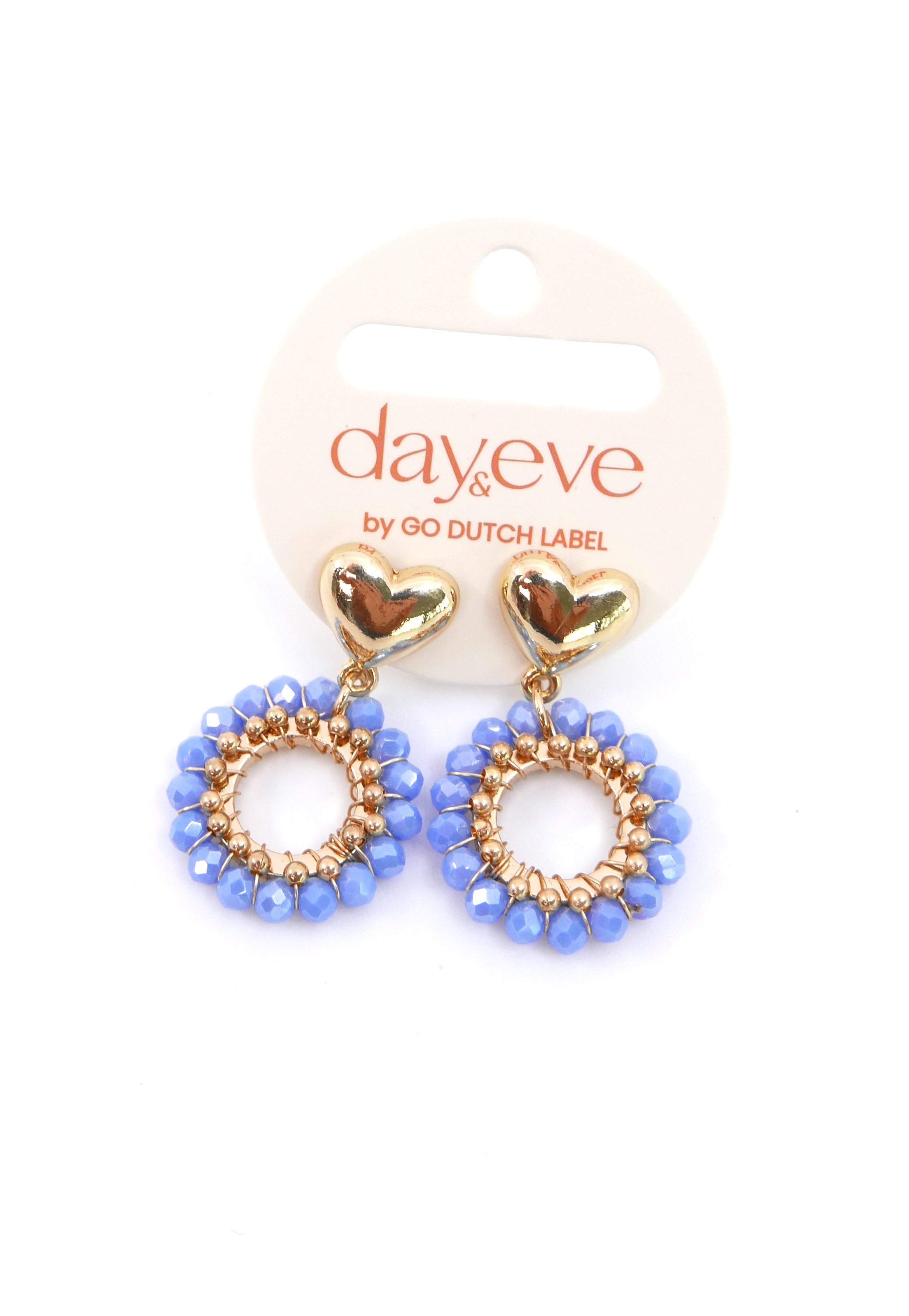 Oorbel Cute Heart Dangle Blue Gold