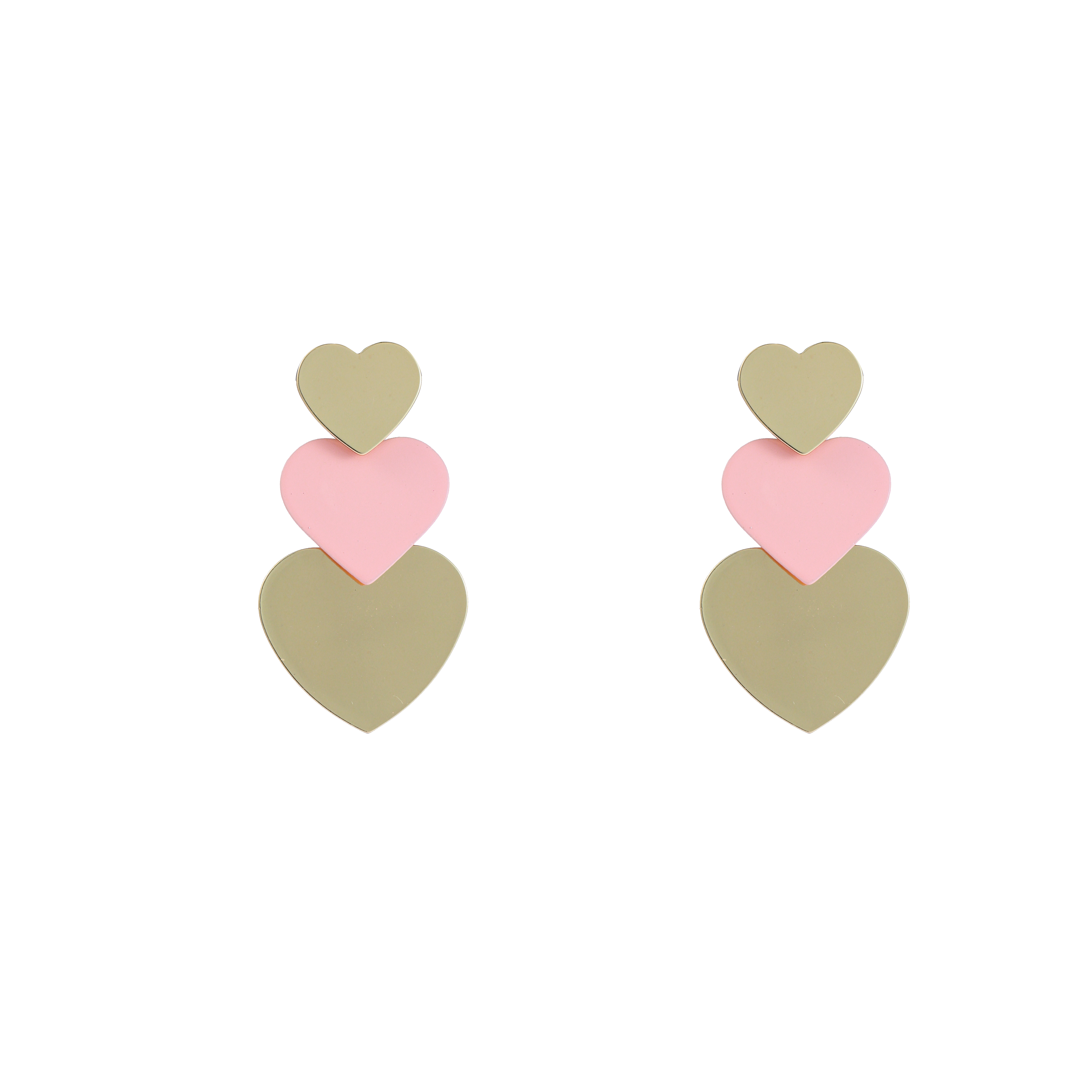 Oorbel Three Hearts Pastel Pink