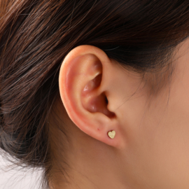 Oorbel Sandblasted Heart Stud Gold