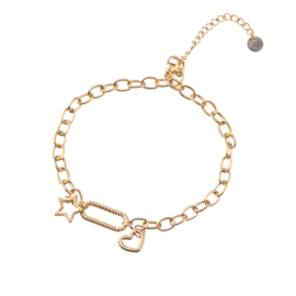 Enkelbandje Heart Star Gold