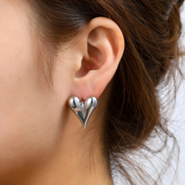 Oorbel Big Heart Stud Silver