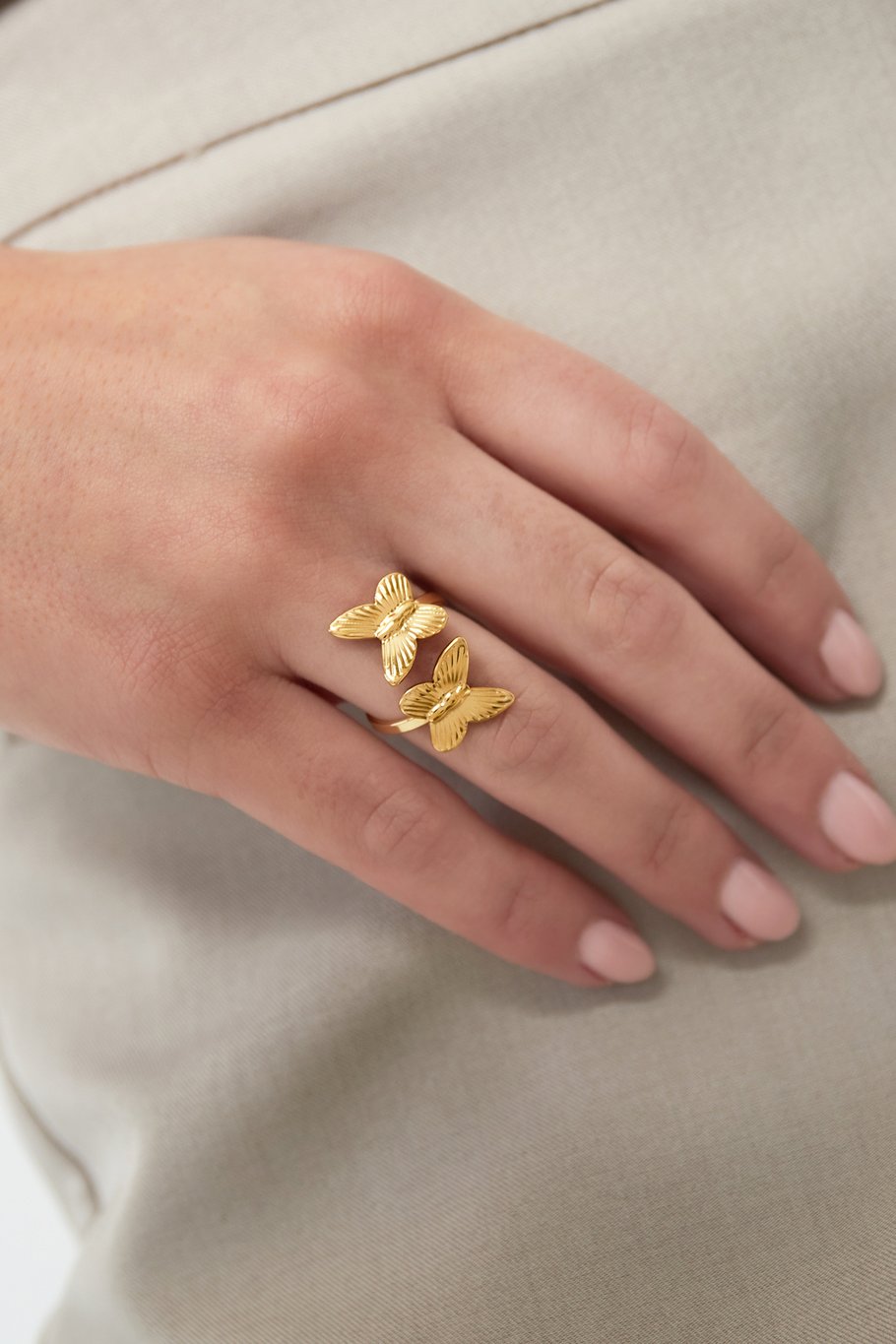 Ring Double Wing Butterfly Gold