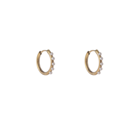 Oorbel Pearl Hoop 15mm Gold