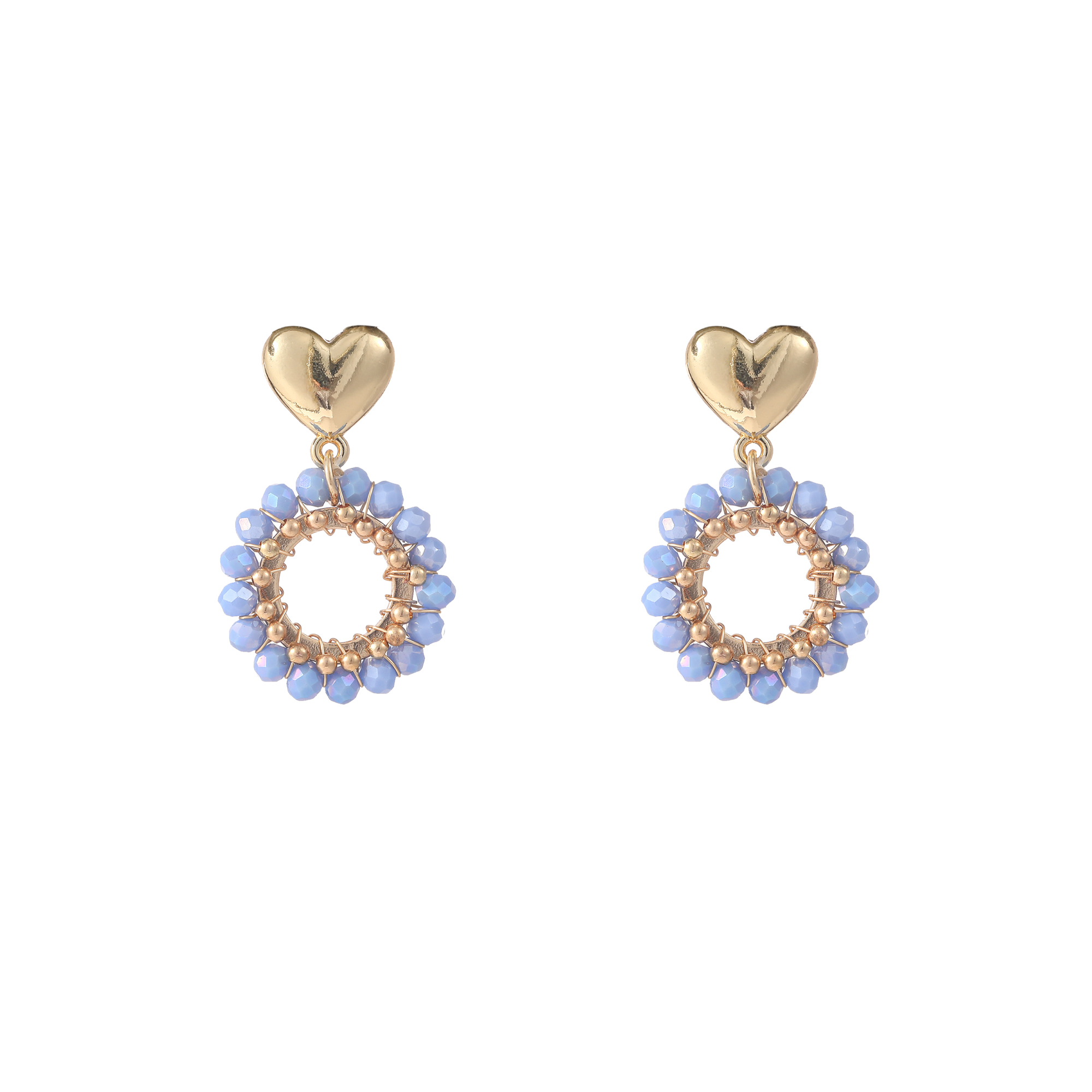 Oorbel Cute Heart Dangle Blue Gold