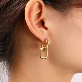 Oorbel Open Square Hoop Gold