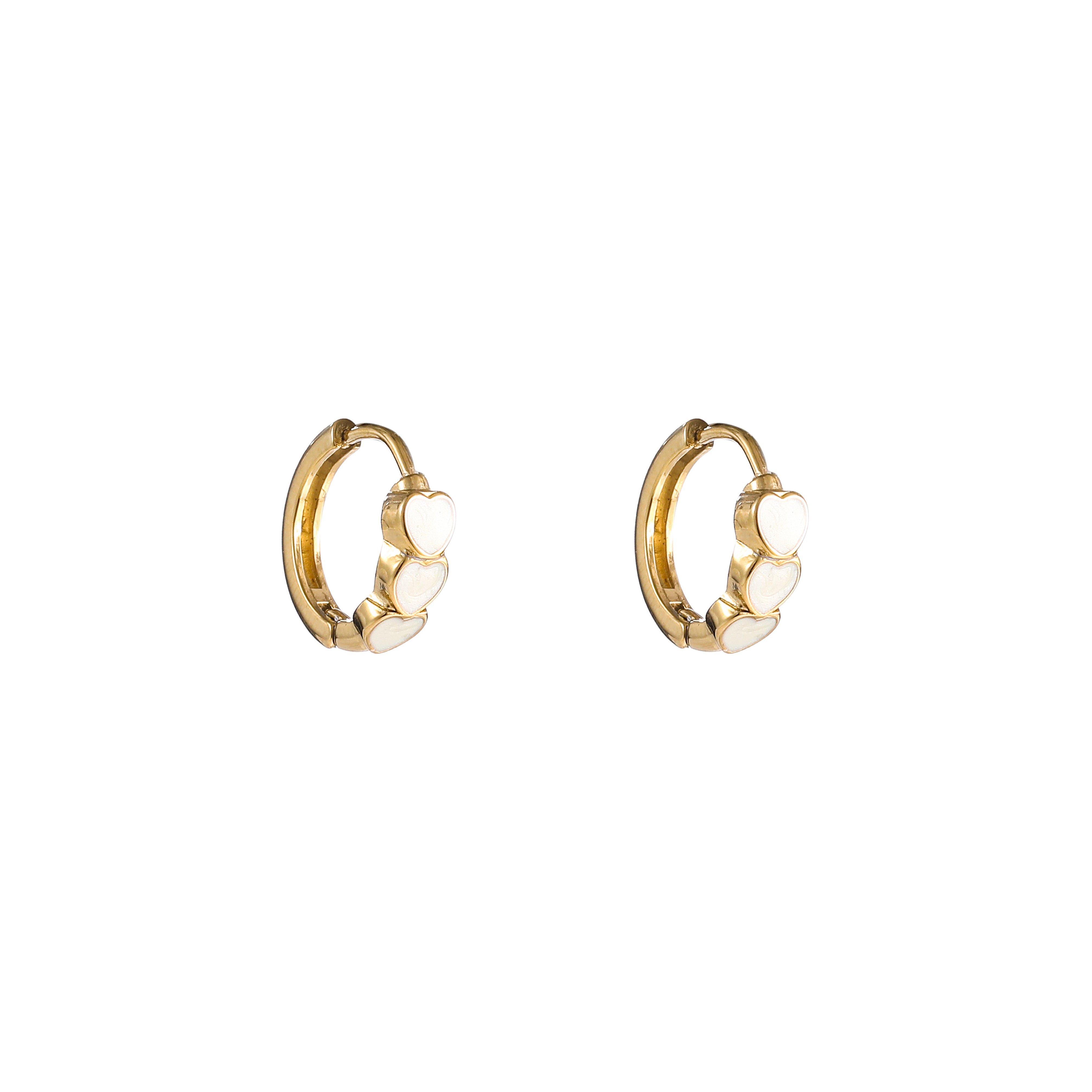 Oorbel Pearly Heart Hoop Gold
