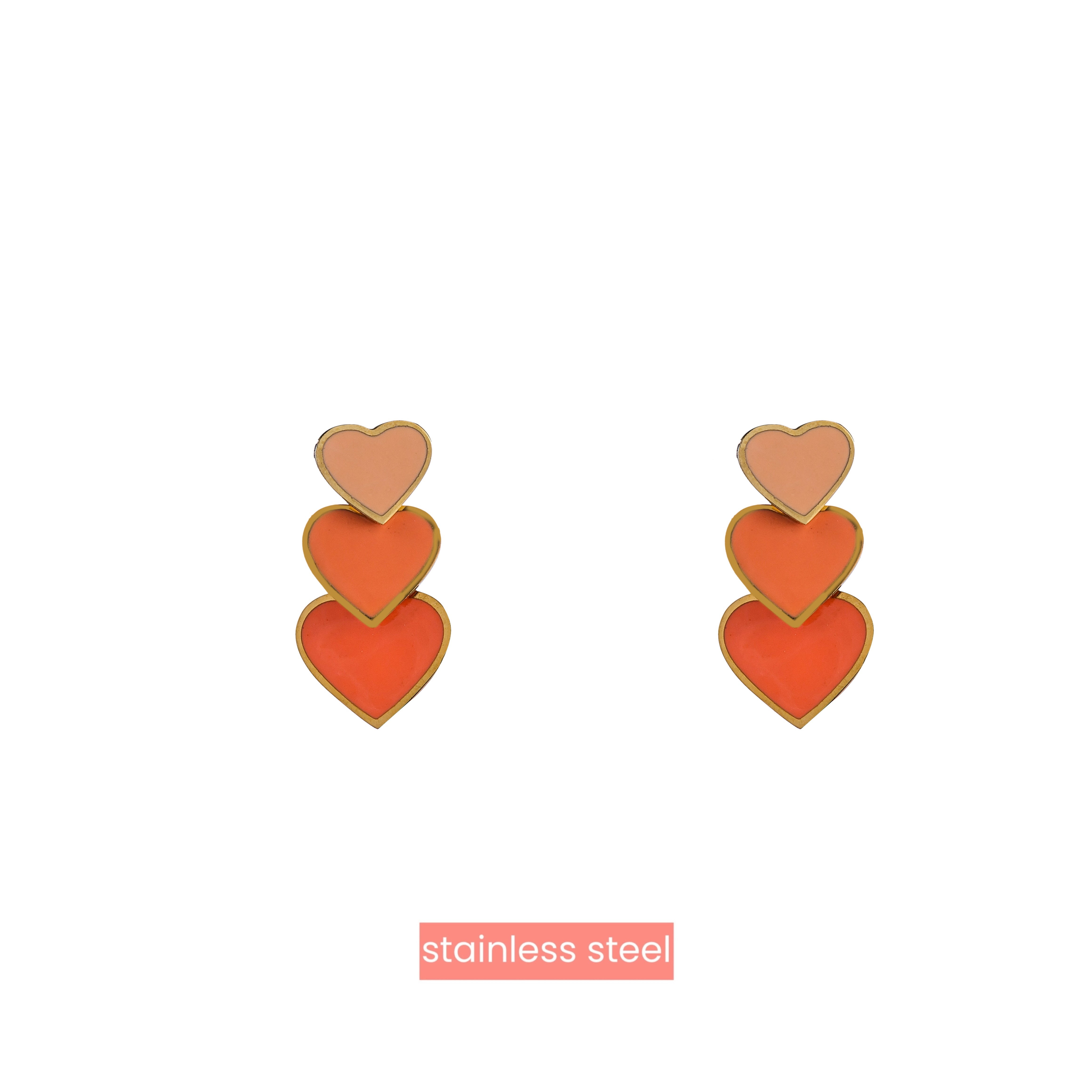 Oorbel Three Little Hearts Nude Gold