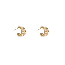 Oorbel Double Pearl Hoop Gold