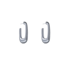 Oorbel Rectangle Hoop Silver