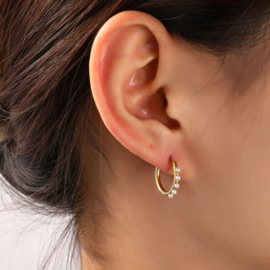 Oorbel Pearl Hoop 15mm Gold