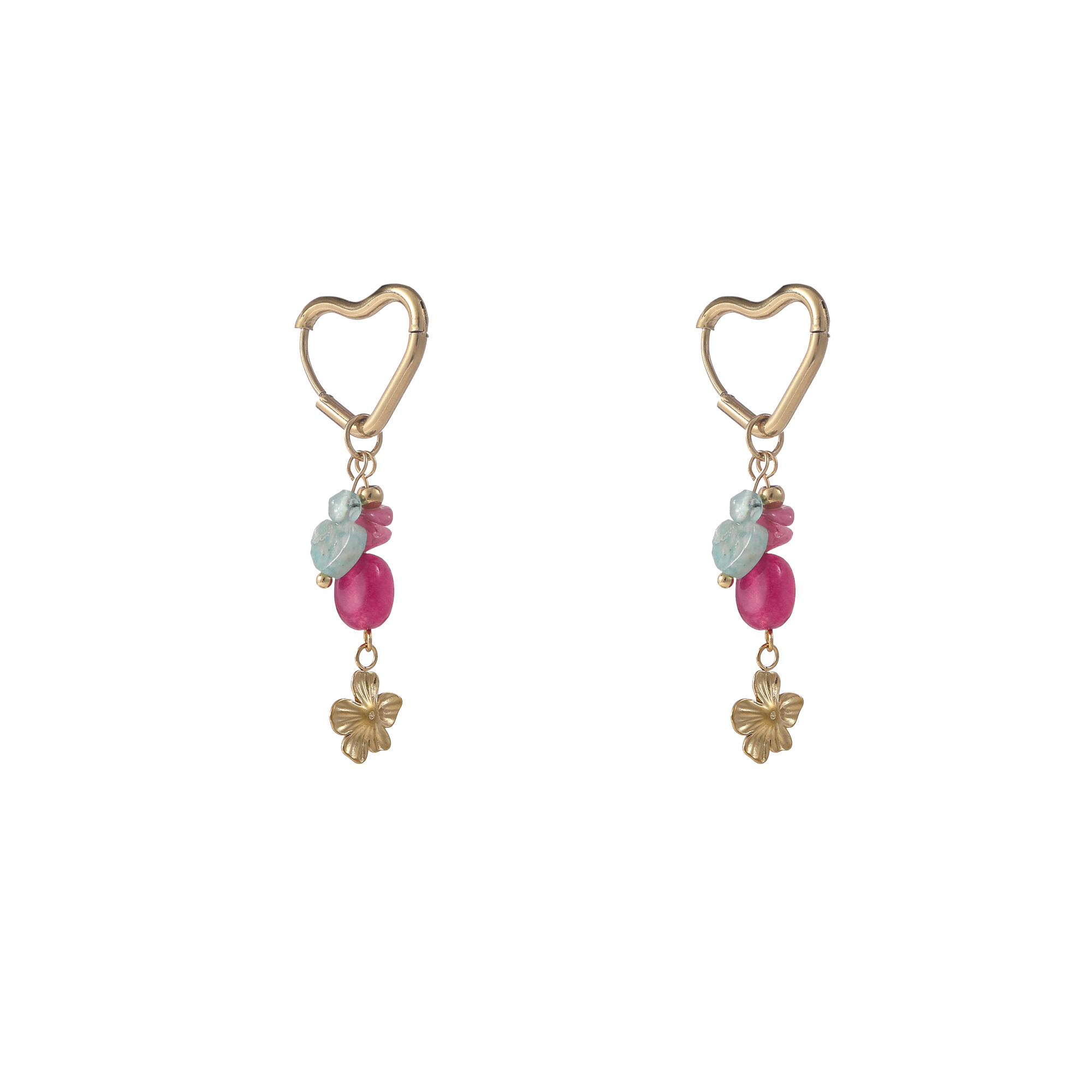 Oorbel Summer Hoop Flower Pink Blue Gold