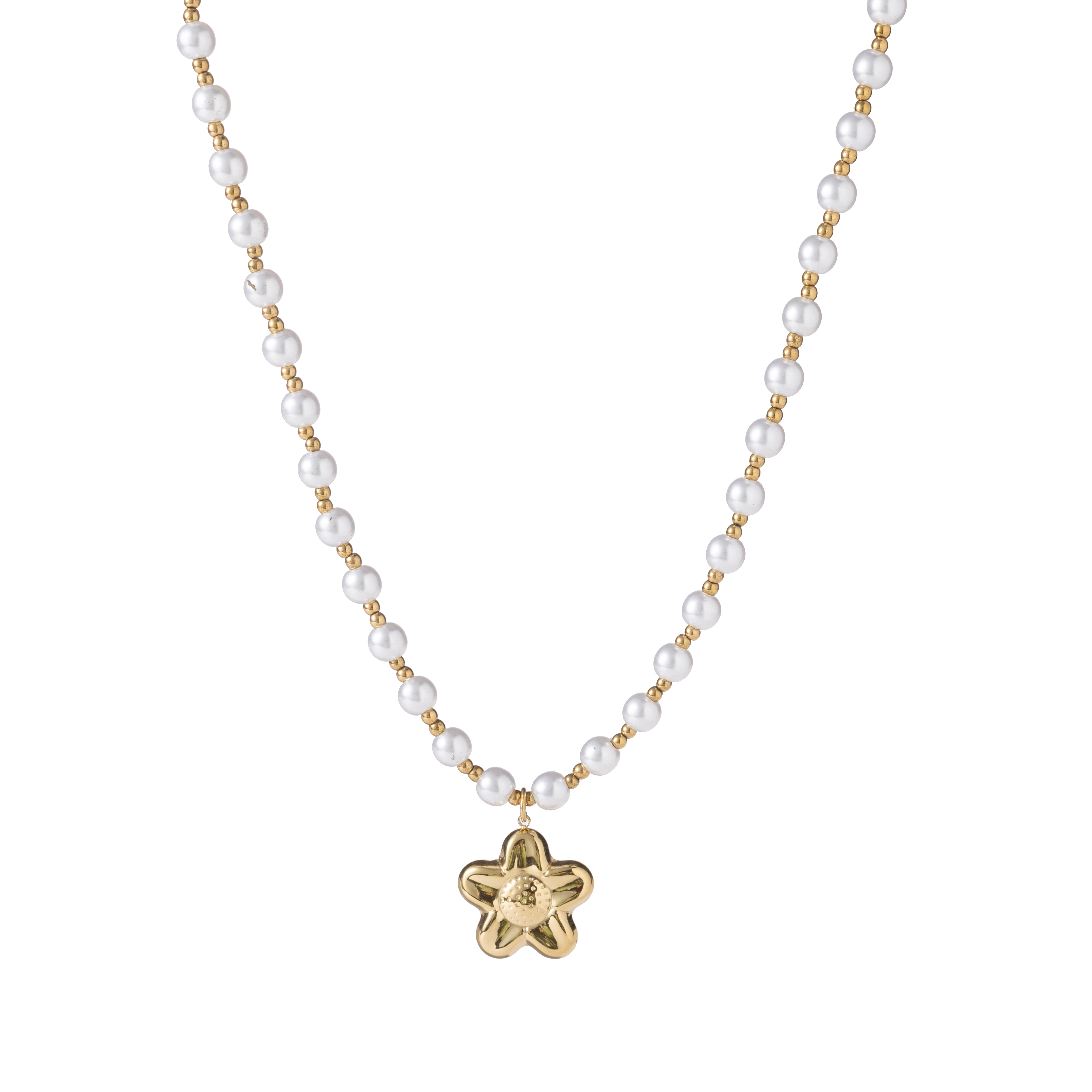 Ketting Pearly Flower Gold