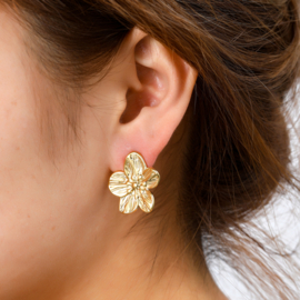 Oorbel Full Flower Stud 22mm Gold