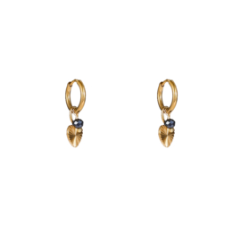 Oorbel Heart Bead Hoop Gold
