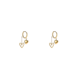 Oorbel Double Heart Hoop Gold