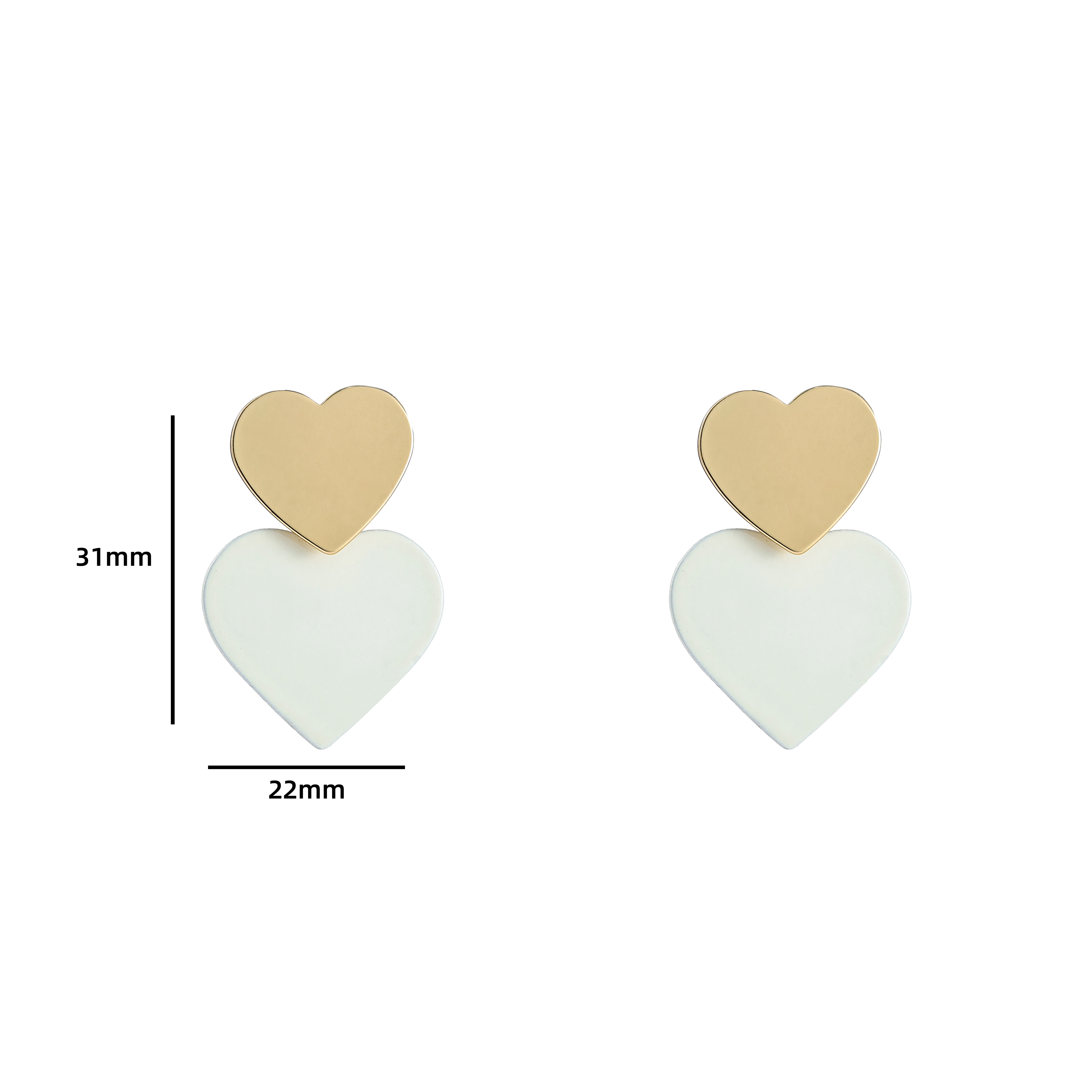 Oorbel Two Hearts White Gold
