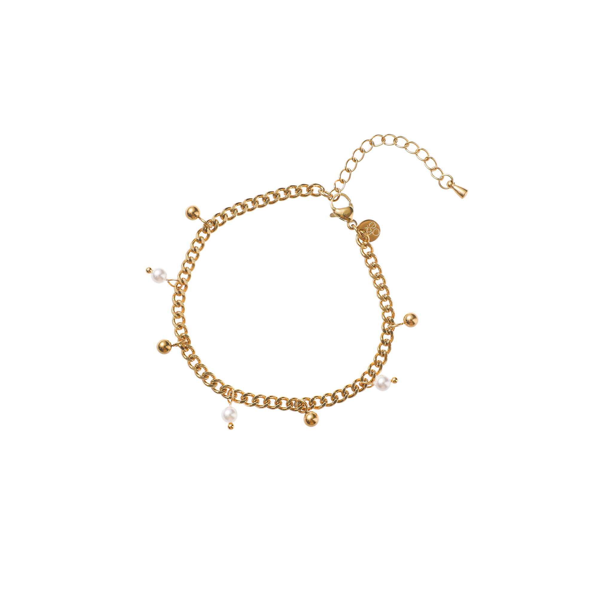 Armband Beads + Balls Pearl Gold