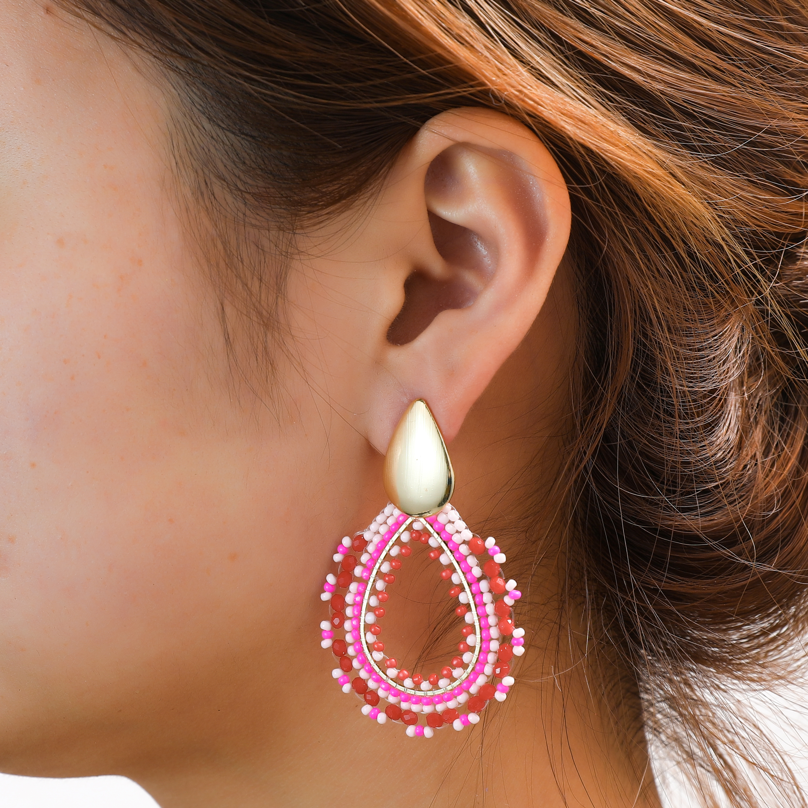 Oorbel Open Beads Drop Fuchsia