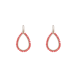 Oorbel Beads Open Drop Bright Coral