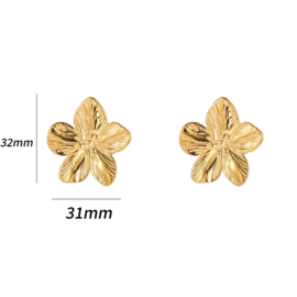 Oorbel Full Flower Stud 33mm Gold