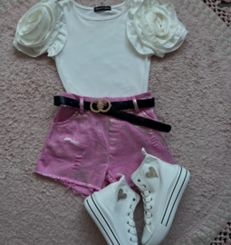 Shortje roze met riem
