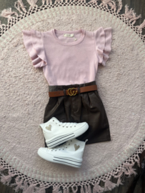 Leatherlook rok brique