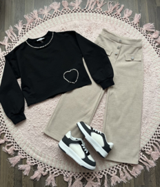 Sweatshirt parel hartjes zwart