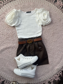 Leatherlook rok brique