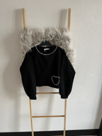 Sweatshirt parel hartjes zwart