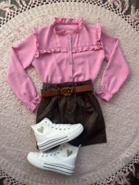 Leatherlook rok brique