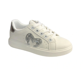 Lage sneaker wit met glitter hartje