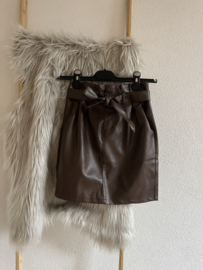 Leatherlook rok brique