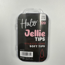 Halo Jellie Nail Tips Stiletto Long, Sizes 0-11, 120 Mixed Sizes