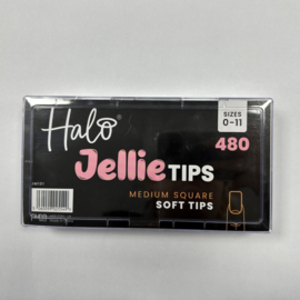Halo Jellie Nail Tips Medium Square, Sizes 0-11, 480 Mixed Sizes