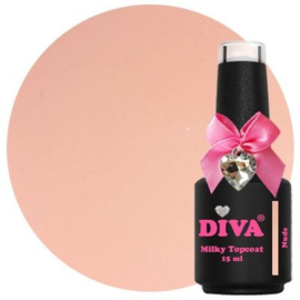 Diva Milky Glass Topcoat Nude - No Wipe 15 ml - Hema Free