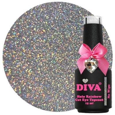 Diva Holo Rainbow Cat Eye Topcoat 15ml  - Hema & TPO Free