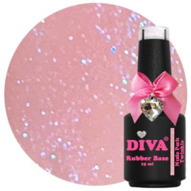 Diva Gellak Rubber Basecoat Nude Peach Twinkle 15 ml