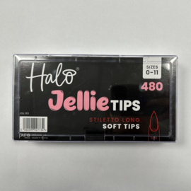 Halo Jellie Nail Tips Stiletto Long, Sizes 0-11, 480 Mixed Sizes