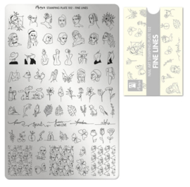 Moyra Stamping Plate 102 Fine Lines+ Gratis Try On Sheet